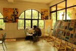 Feridun Isiman at work in the studio of the art colony